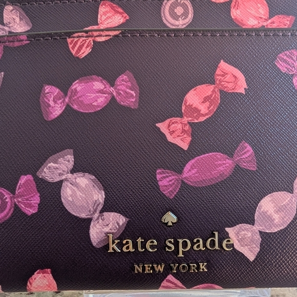 Kate Spade Purple Candy Print Double Zip Wristlet w/Detachable Strap EUC - Picture 4 of 9